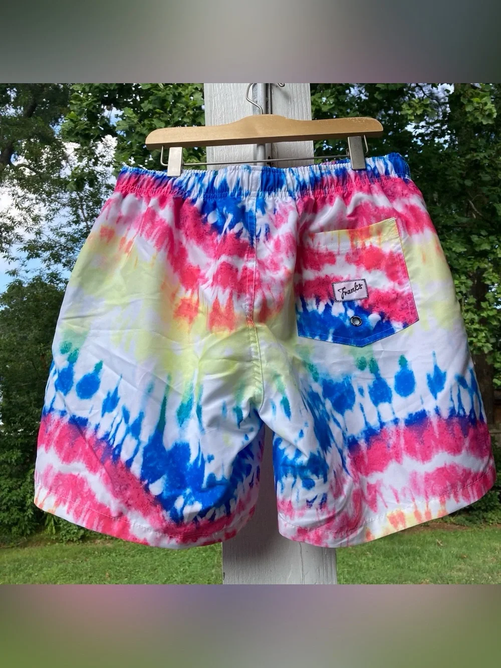 Franks Australia Like New Tie-Dye Multicolor Men's Swim/Beach/Retro VIbe Shorts